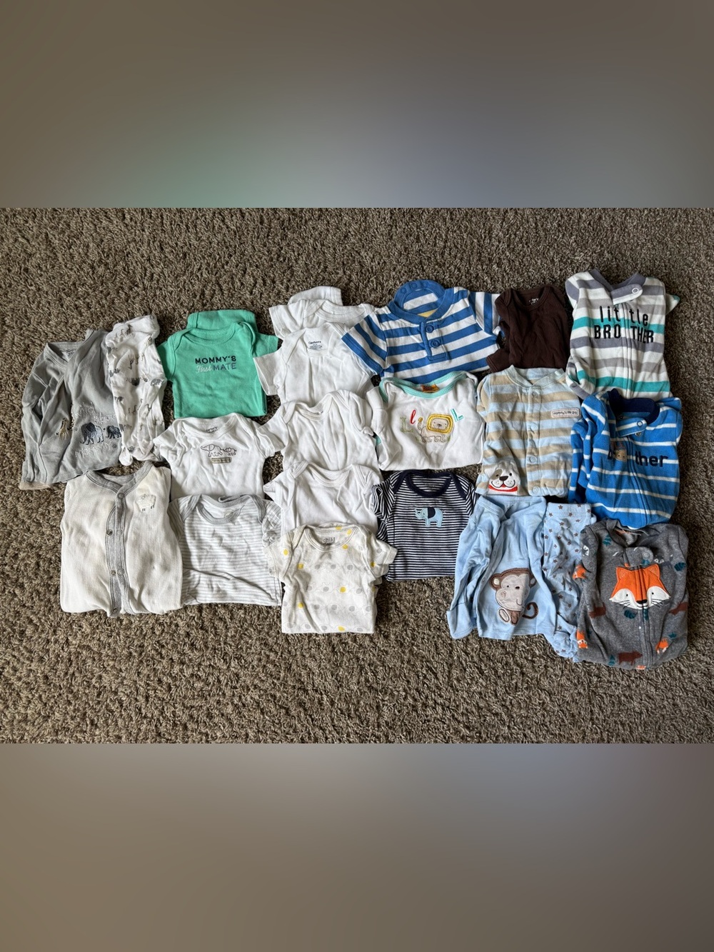 Mixed Baby Bodysuit Set - Assorted Colors (White, Blue, Green)